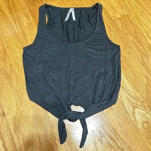 Cropped Black Tank with Tie Front (NWOT)